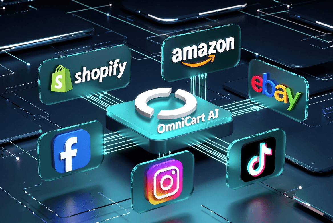 OmniCart AI — Shopify, WooCommerce, Amazon, eBay, TikTok, Instagram, Facebook + Your Store